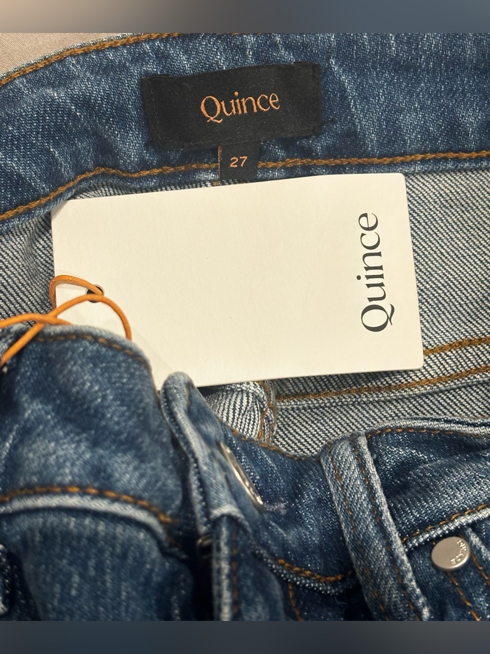 NWT Quince Bella Stretch Relaxed Straight Jeans Size 27 Atlantic Blue Preppy - Picture 10 of 12